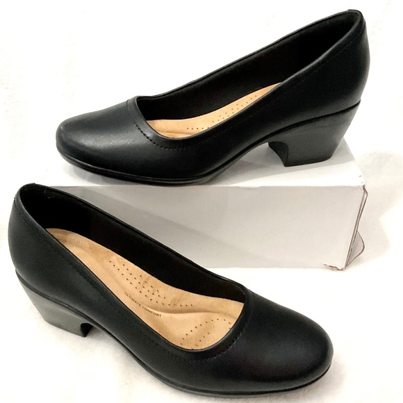 Clarks Black Ultimate Collection Emily Ruby Block-Heel Comfort Pumps size 9M - Picture 2 of 12